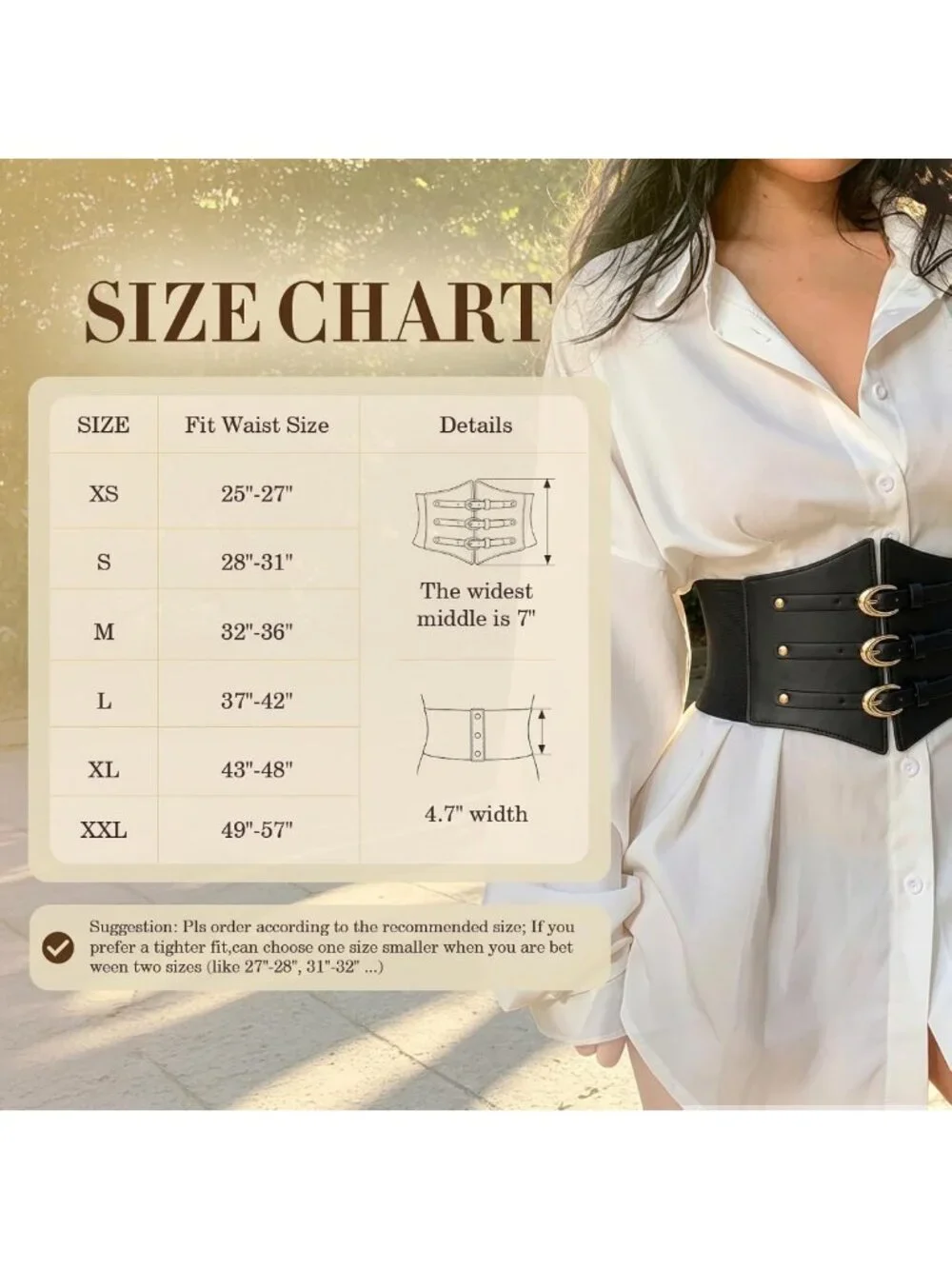 Wide Elastic Corset Belt for Women | Underbust PU Leather Waist Belt with Gold